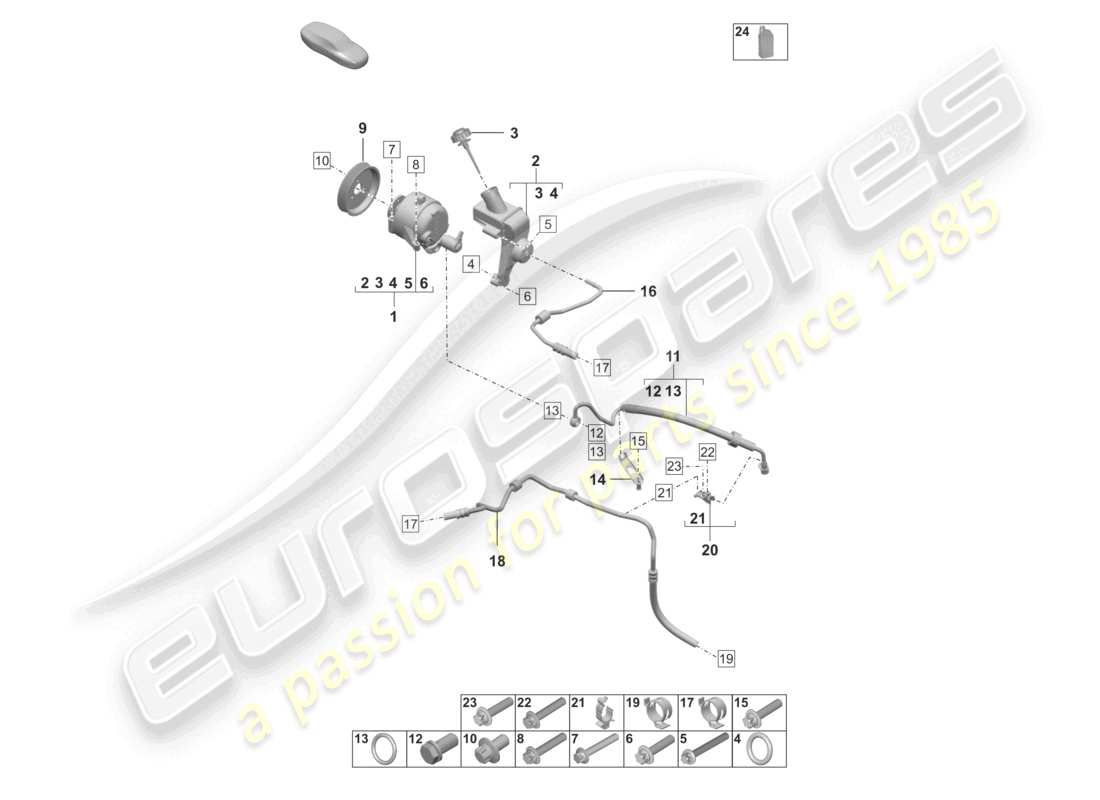 porsche 2025 (992-2 turbo / s) pompa idraulica linea idraulica diagramma delle parti pdcc