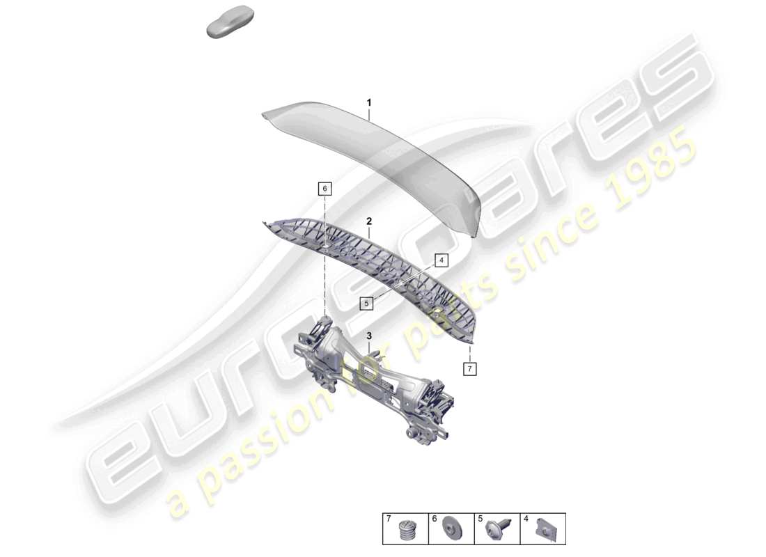 porsche 2026 (718 boxster spyder) schema delle parti spoiler posteriore