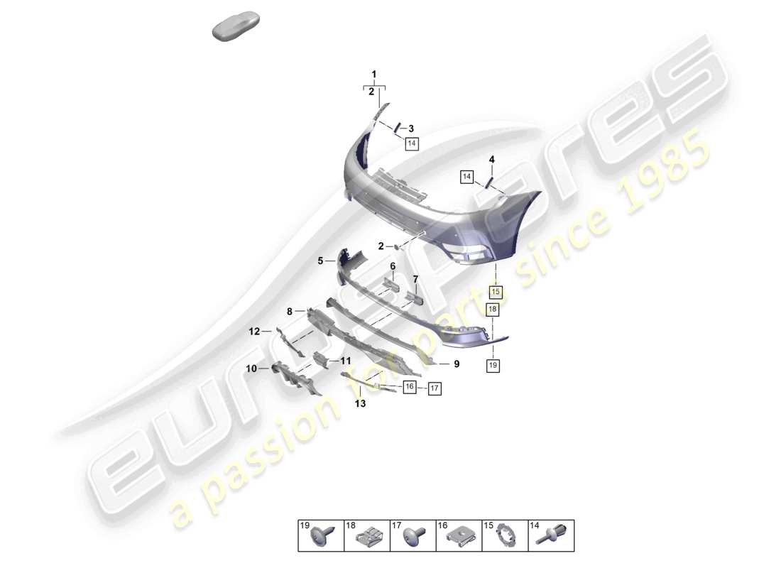 porsche 2024 (992-2) schema delle parti paraurti posteriore