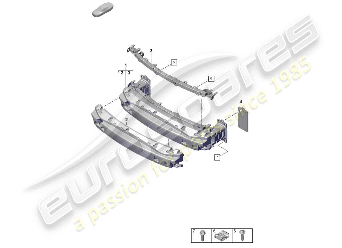 porsche 2026 (992-2 gt3) diagramma delle parti del supporto paraurti anteriore