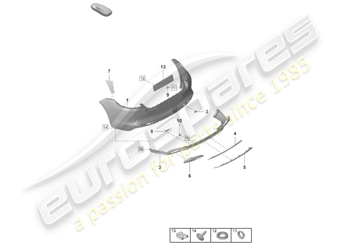 porsche 2021 (panamera 971-2) paraurti posteriore sport design package diagramma delle parti