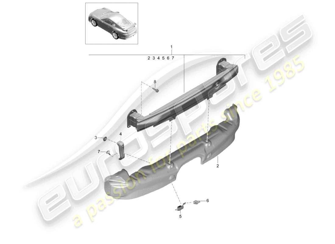 porsche 2021 (991-2 r/gt3/rs) supporto paraurti posteriore d >>- mj 2017 schema delle parti