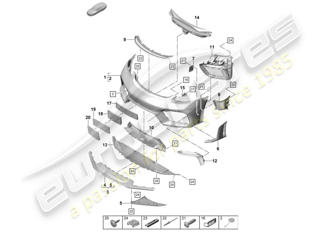 porsche 2021 (718 cayman gt4) paraurti anteriore gt4 rs schema parte