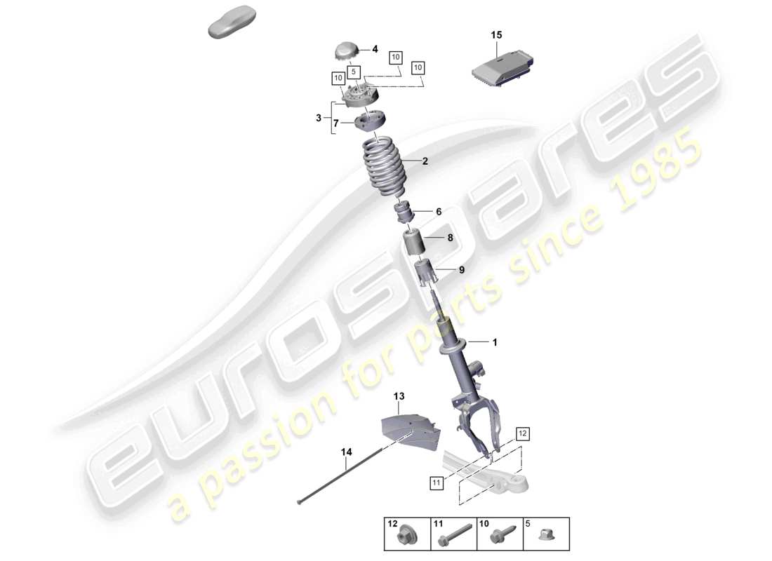 porsche 2026 (cayenne e3 pa) sospensione con molla in acciaio molla elicoidale ammortizzatori diagramma delle parti