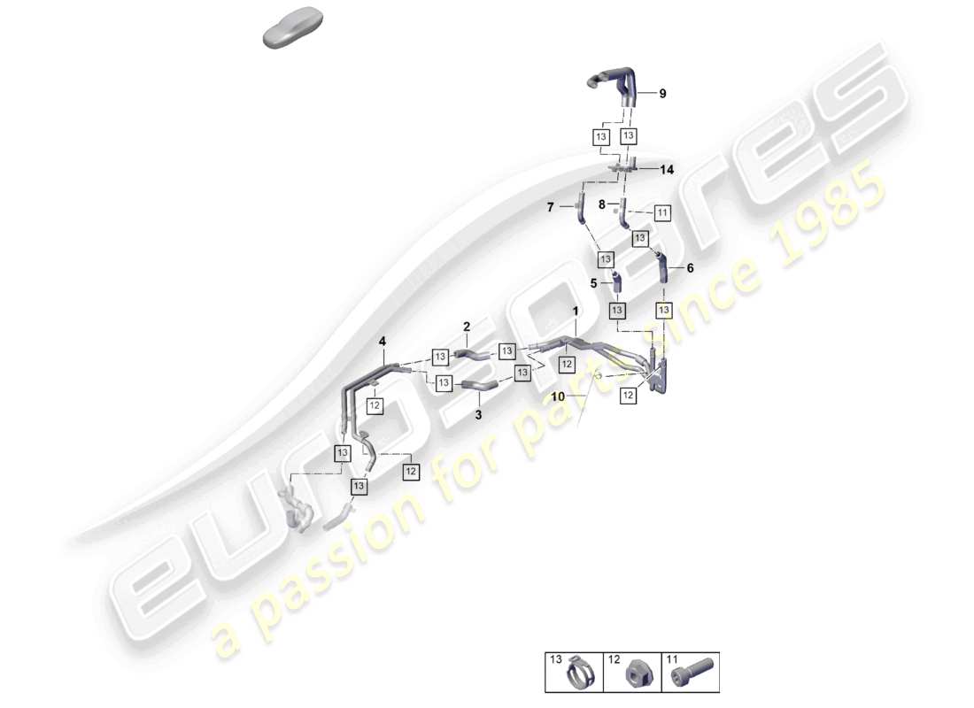 porsche 2025 (cayenne e3 pa) riscaldatore posteriore sistema di raffreddamento della batteria per veicoli con trazione ibrida schema dei componenti
