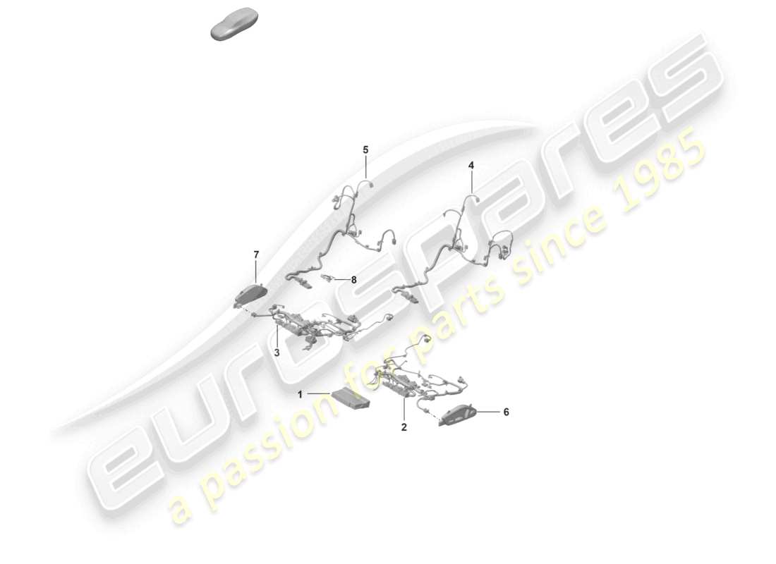 porsche 2022 (992-1 gt3/rs/st) sedile sportivo elettrico plus per modelli con sedili regolabili elettricamente 18-way schema dei componenti