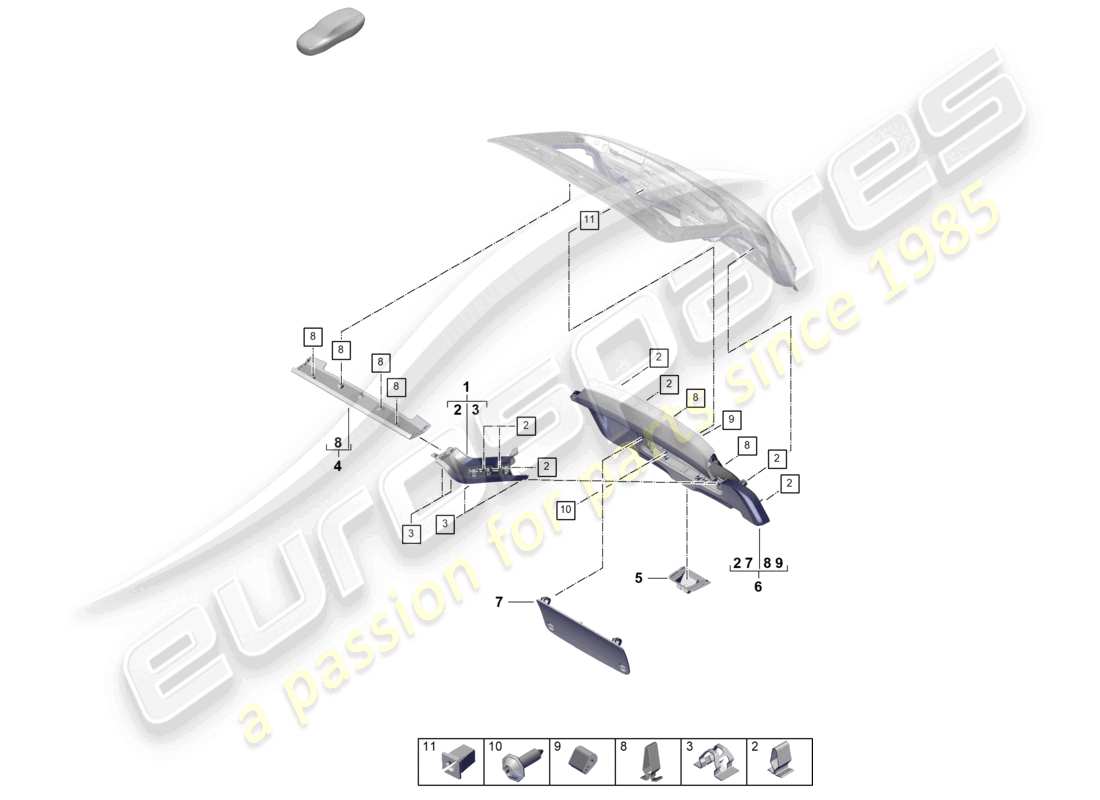 porsche 2026 (cayenne e3 pa) pannello di rivestimento del coperchio posteriore diagramma delle parti