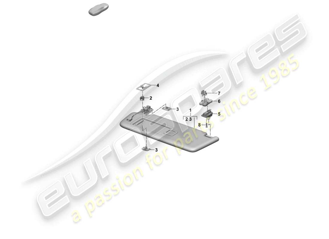 porsche 2025 (macan-e) visiere da sole diagramma delle parti