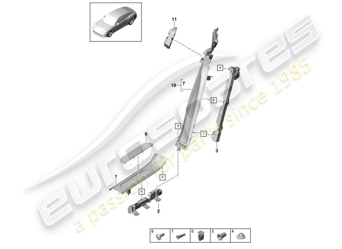 porsche 2021 (panamera 971-1) battitacco posteriore, listello di finitura del sottoporta diagramma delle parti