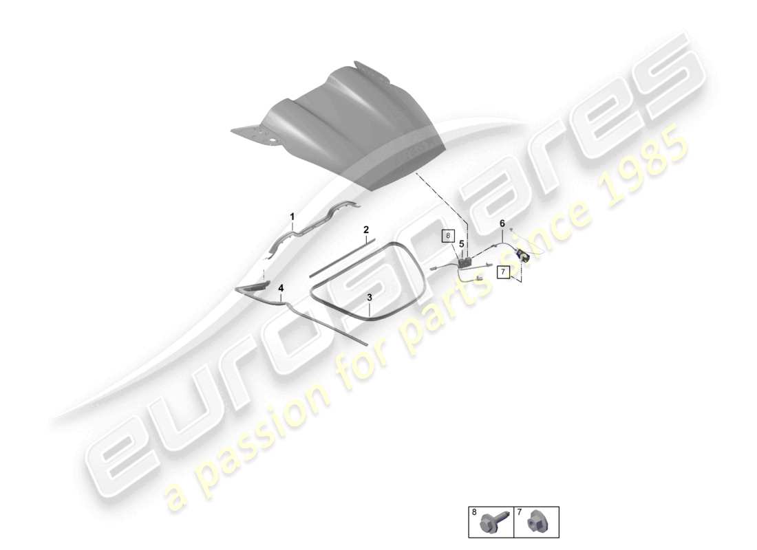 porsche 2024 (718 boxster spyder) schema delle parti della copertura posteriore degli accessori