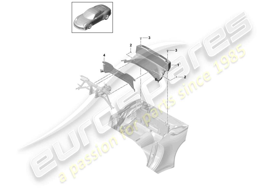 porsche 2021 (991-2 r/gt3/rs) vassoio capote diagramma delle parti
