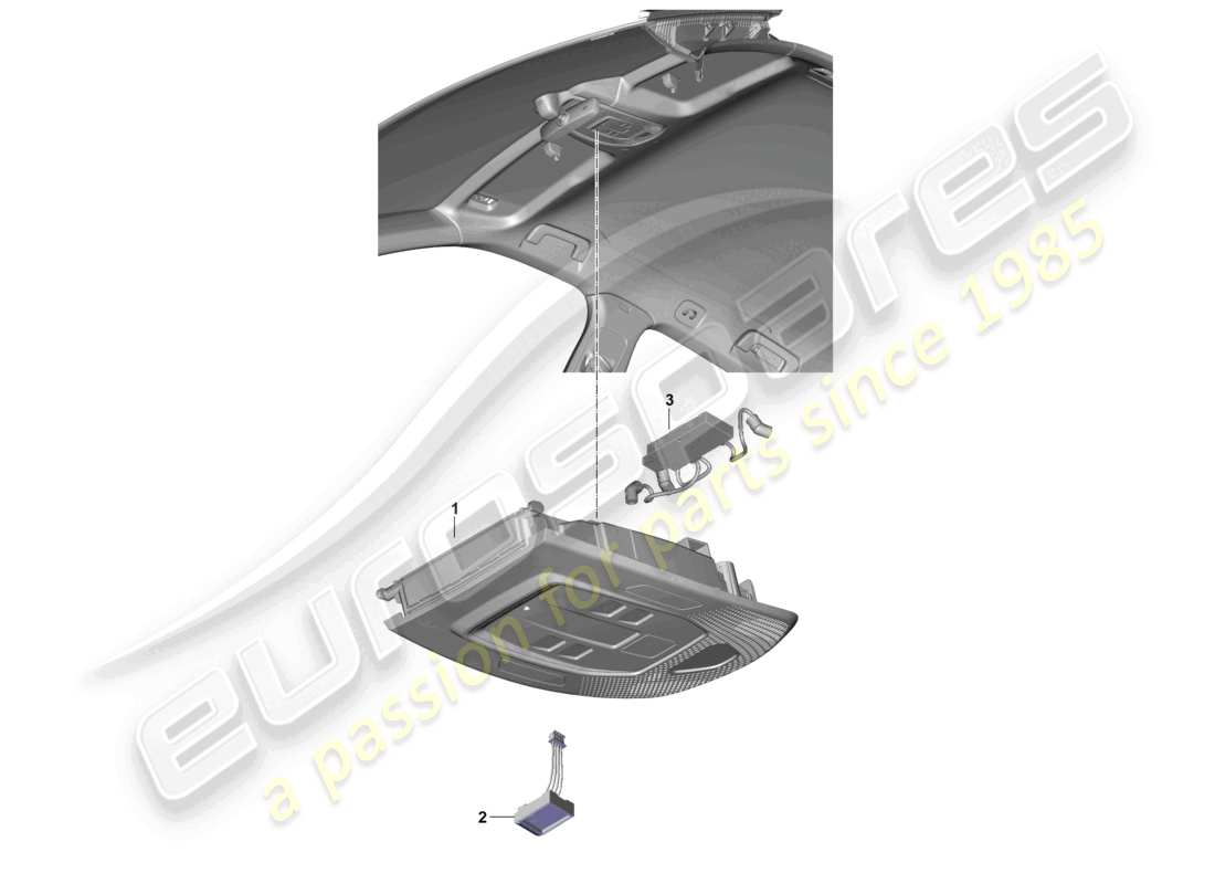 porsche 2025 (cayenne e3 pa) schema delle parti del microfono del tetto anteriore della console