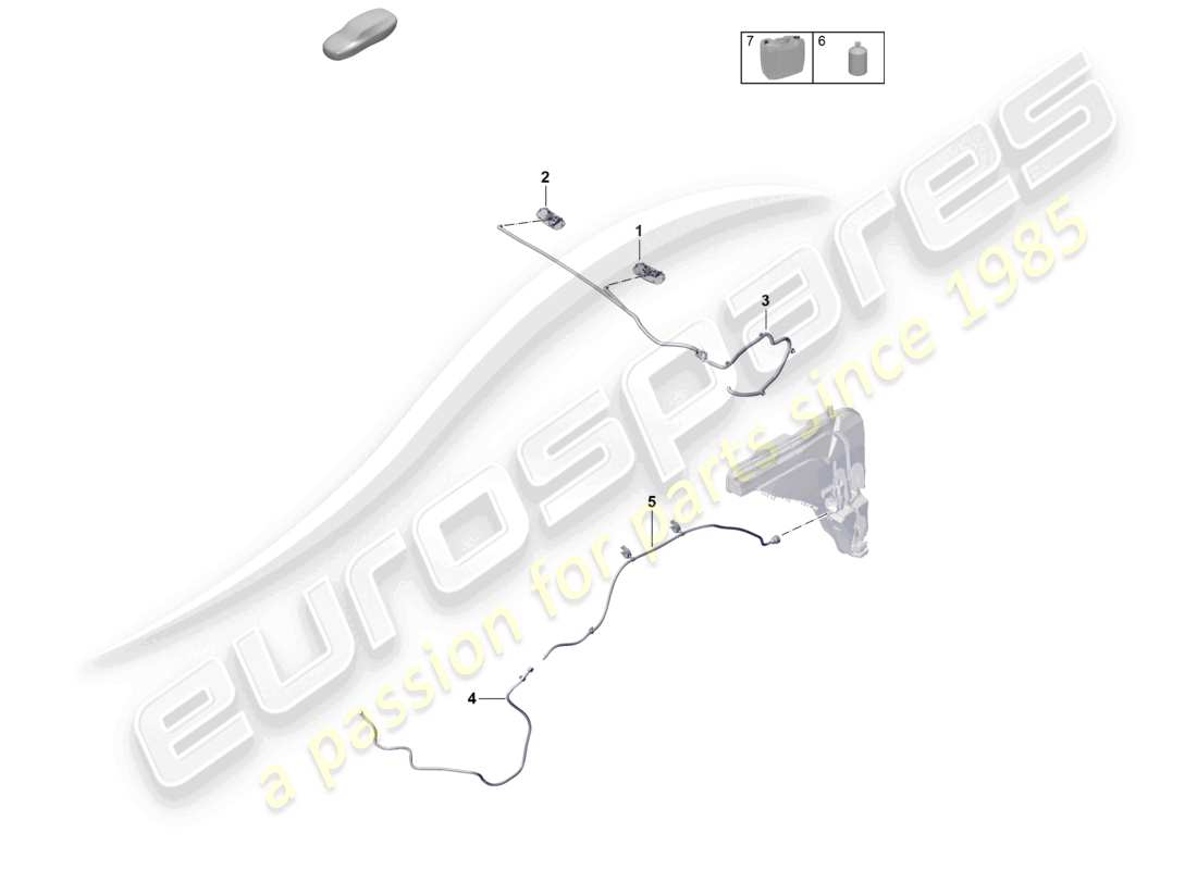 porsche 2025 (cayenne e3 pa) tubo flessibile per acqua rondella schema delle parti del getto d'acqua