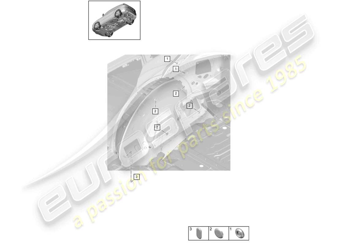 porsche 2025 (cayenne e3 pa) tappi laterali posteriori sinistri diagramma delle parti