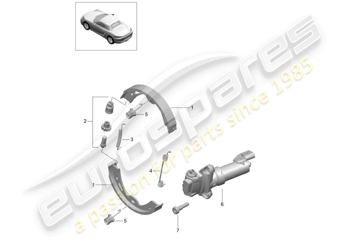 porsche 2026 (718 boxster) freno di stazionamento ------------------------------ schema delle parti