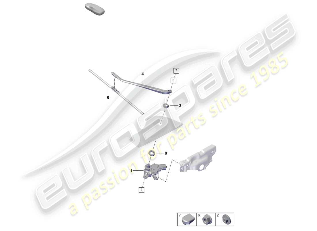 porsche 2023 (992-1 turbo / s) tergicristallino posteriore schema delle parti