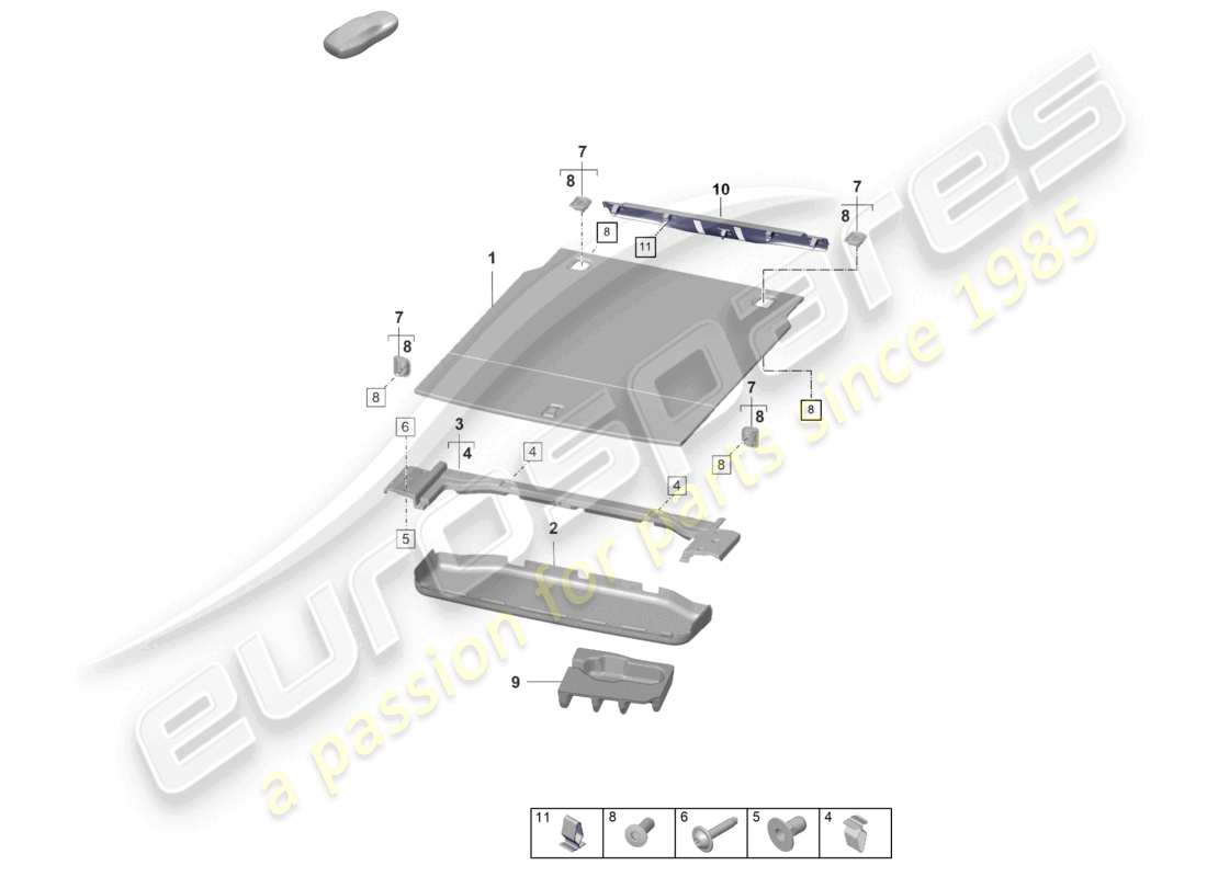 porsche 2020 (taycan 9j1-1) rivestimento inferiore del vano bagagli pavimento del vano bagagli schema delle parti