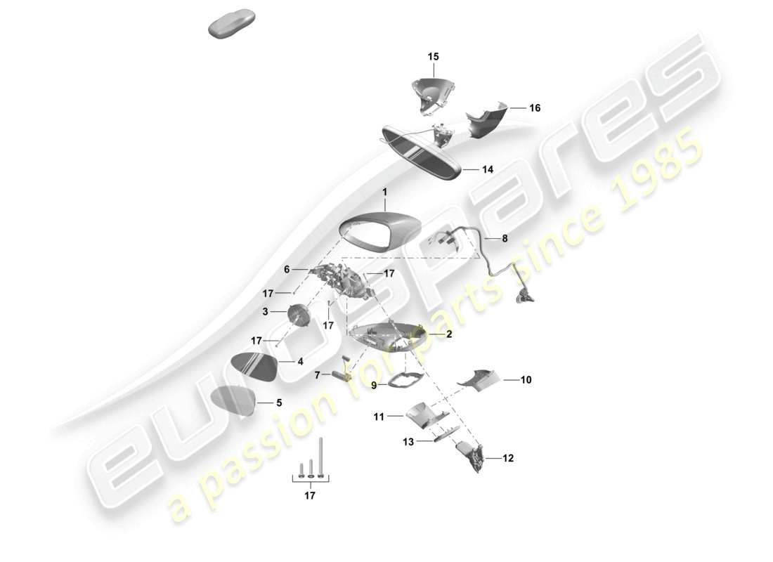 porsche 2021 (718 cayman gt4) specchietto retrovisore esterno specchietto retrovisore interno schema delle parti