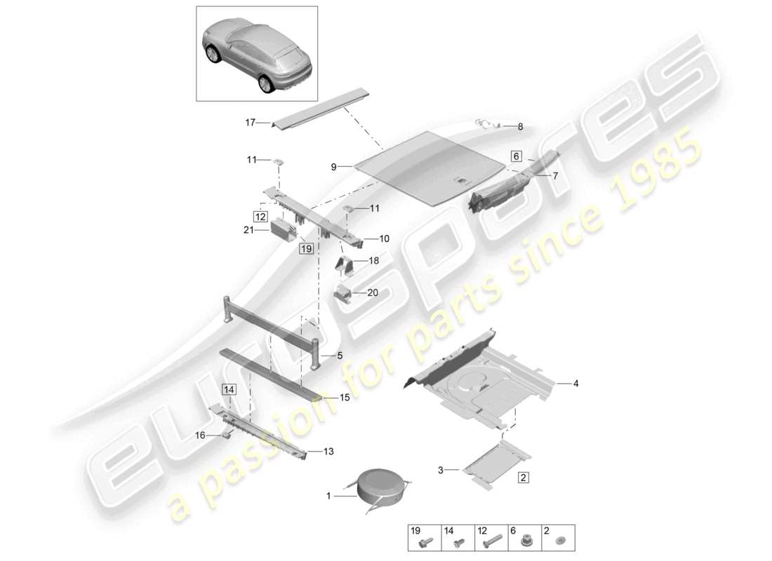 porsche 2026 (macan) rivestimento per vano bagagli accessori sistema vano bagagli schema delle parti