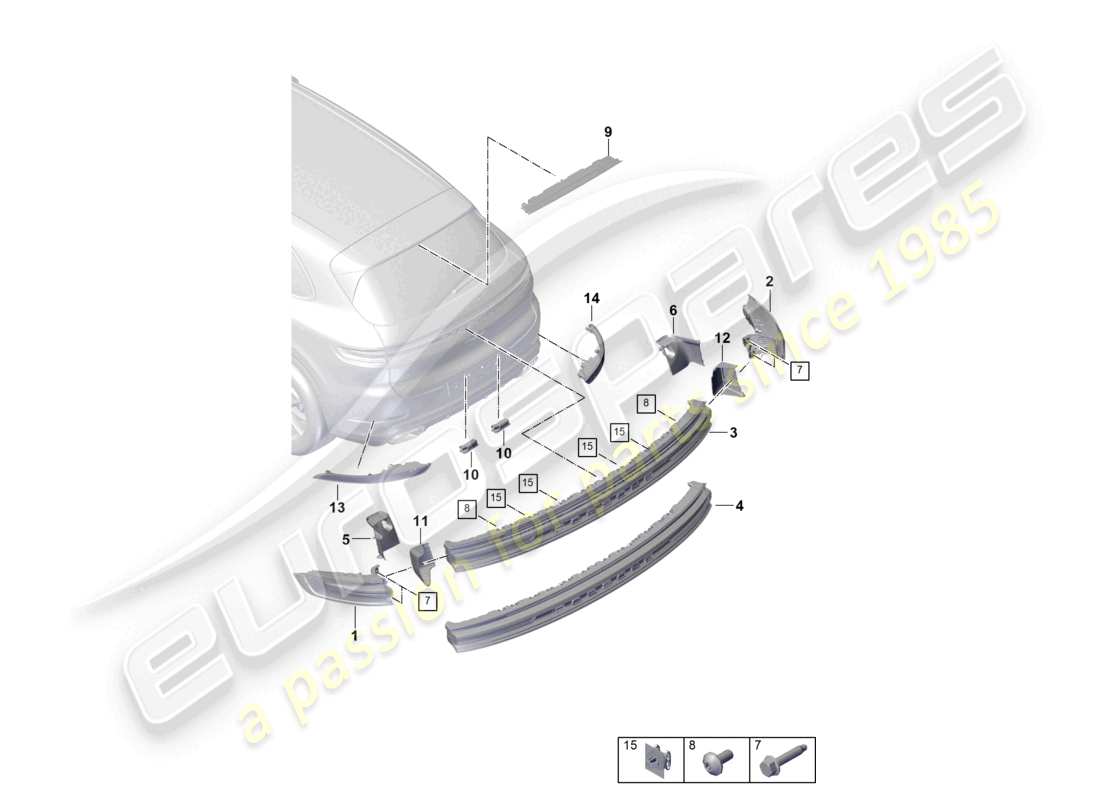 porsche 2026 (cayenne e3 pa) luce posteriore luce freno supplementare luce targa schema delle parti