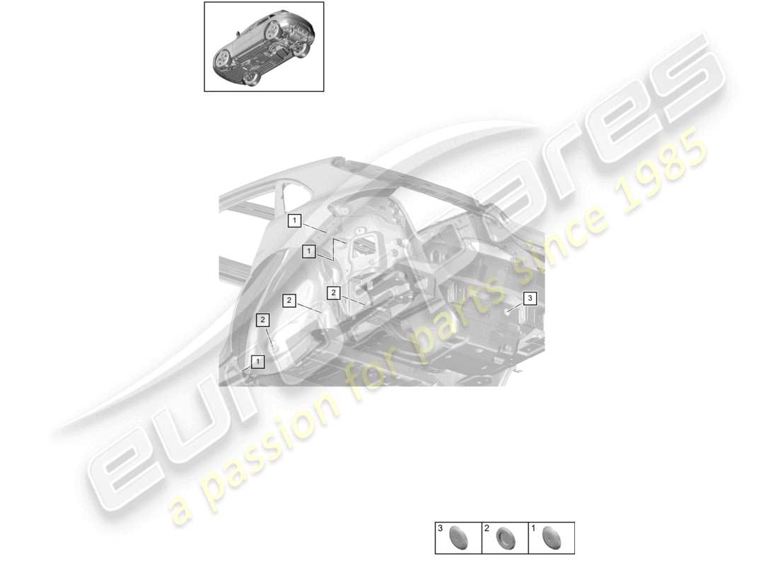 porsche 2026 (macan) tappi estremità posteriore pannello trasversale diagramma delle parti