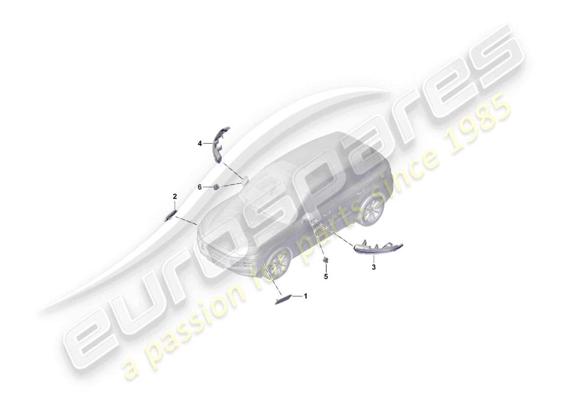 porsche 2025 (cayenne e3 pa) schema elettrico delle parti del ripetitore degli indicatori di direzione e della luce di posizione laterale
