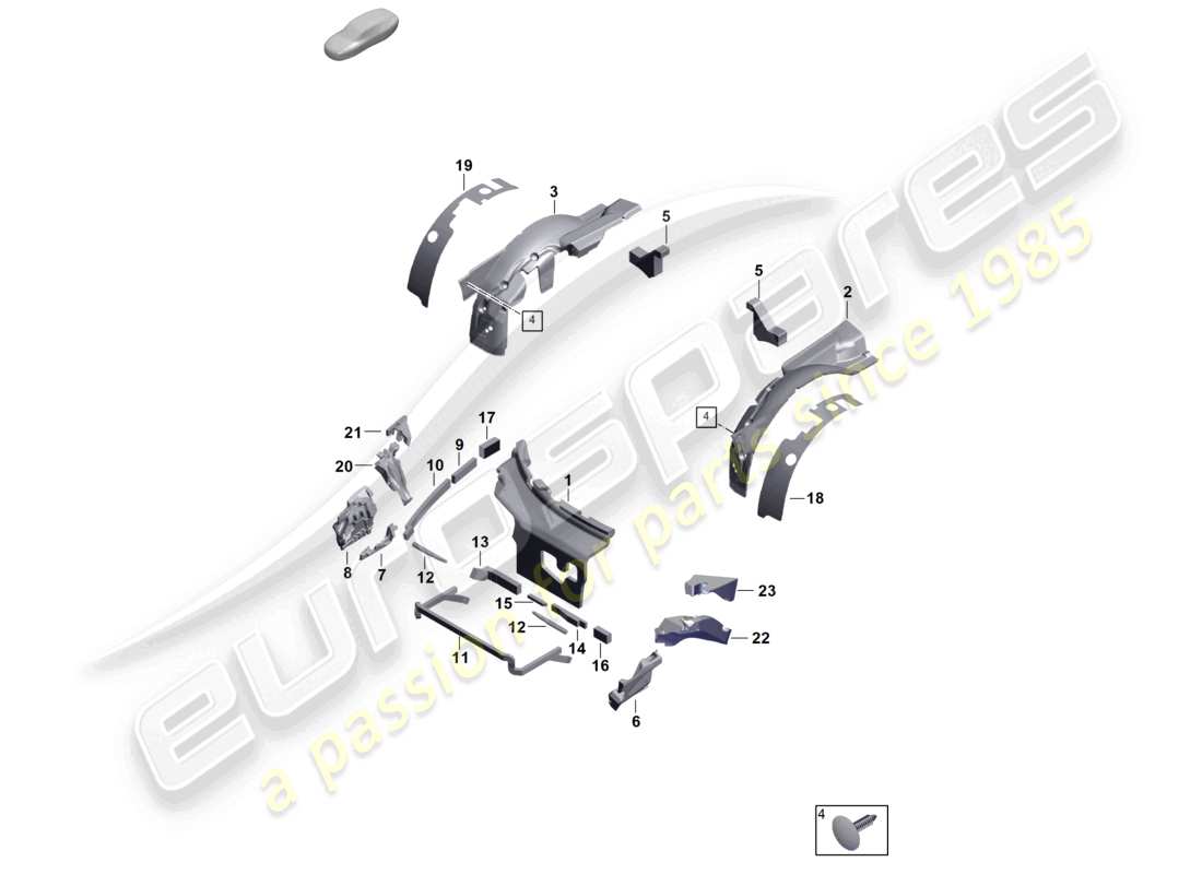 porsche 2026 (992-2 gt3) diagramma delle parti del corpo smorzante dell'assorbitore acustico