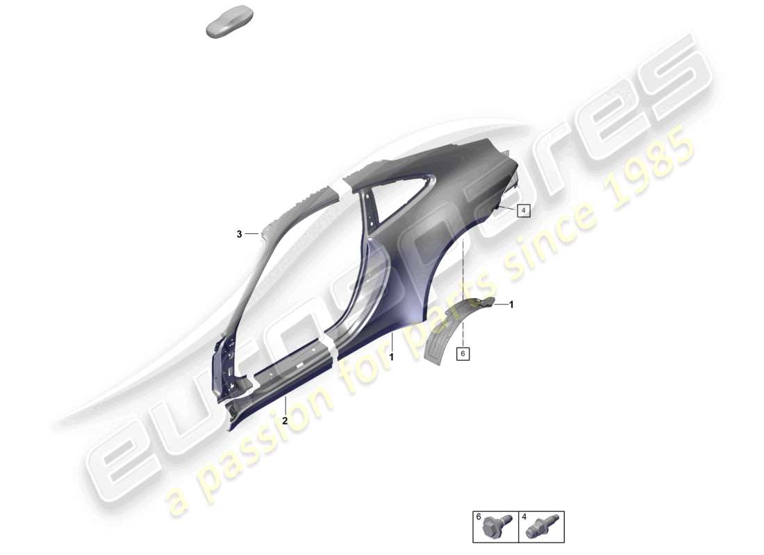 porsche 2020 (992-1 turbo / s) schema della parte laterale esterna sport classic