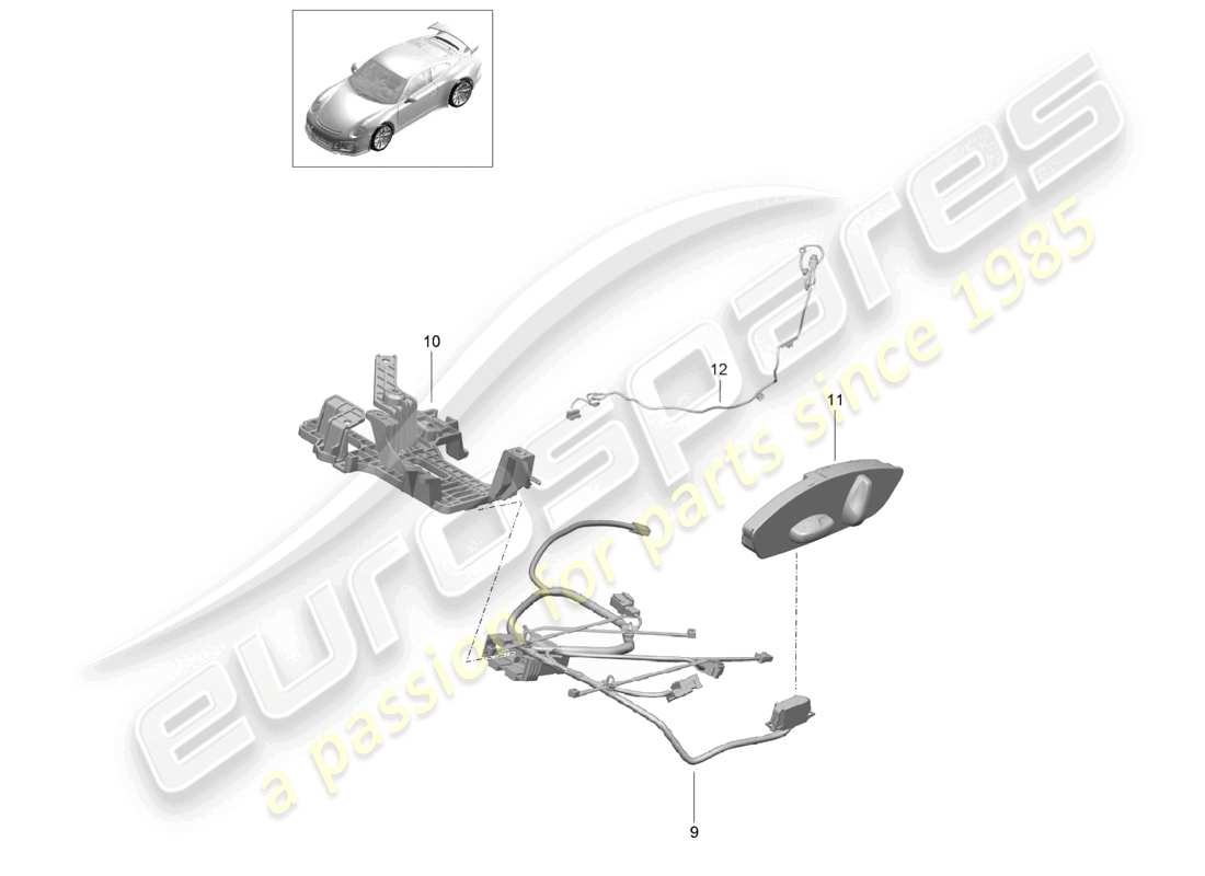 porsche 2021 (991-2 r/gt3/rs) cablaggi interruttore unità di controllo motore elettrico sedile sportivo plus schema delle parti