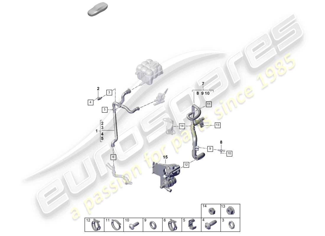porsche 2026 (cayenne e3 pa) sistema di raffreddamento del liquido di raffreddamento schema delle parti