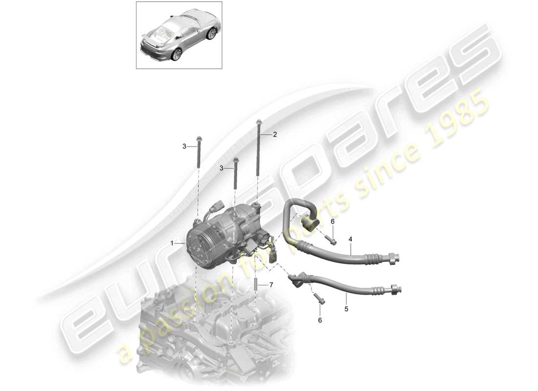 porsche 2021 (991-2 r/gt3/rs) compressore aria condizionata d - mj 2018>> schema delle parti