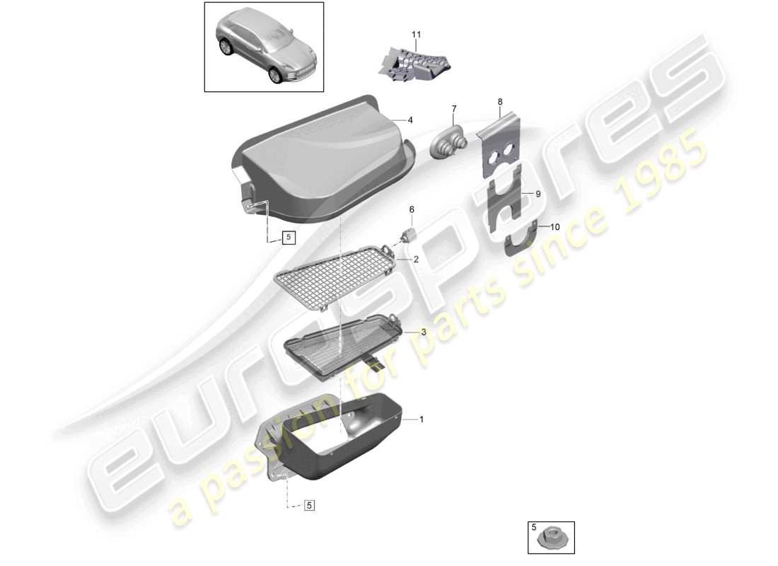porsche 2021 (macan) schema delle parti del canale di aspirazione dell'aria fresca