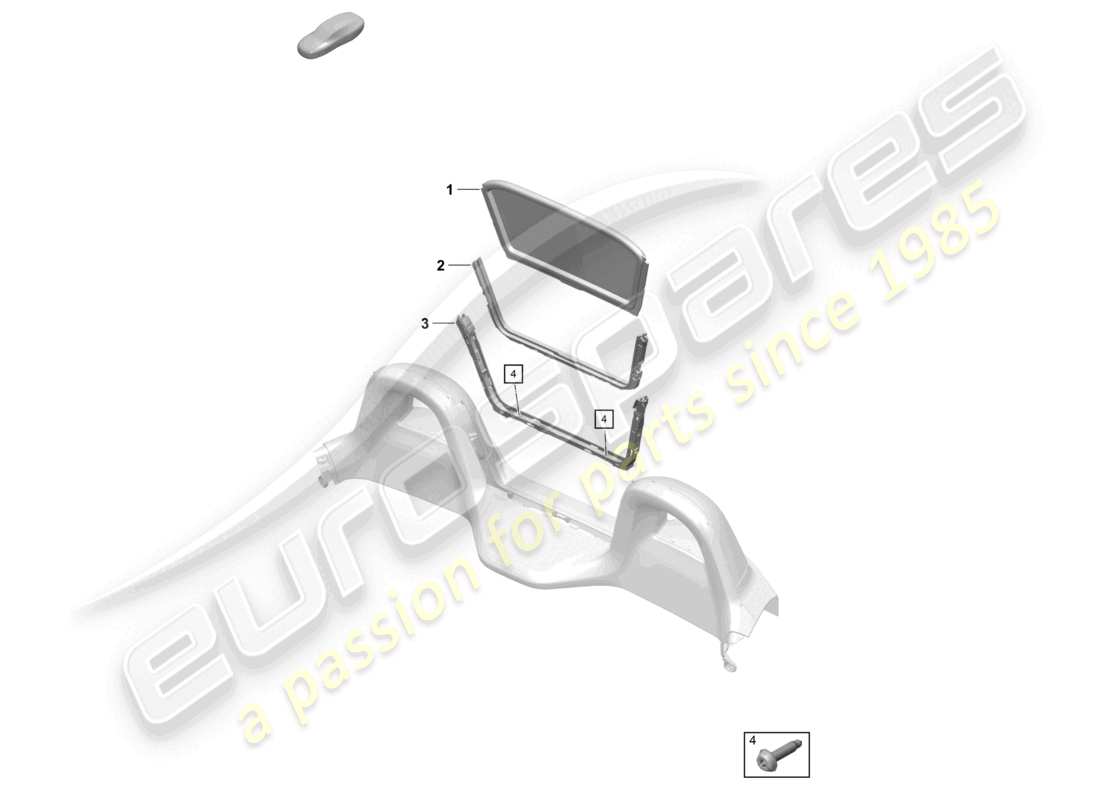 porsche 2023 (718 boxster spyder) diagramma delle parti del frangivento