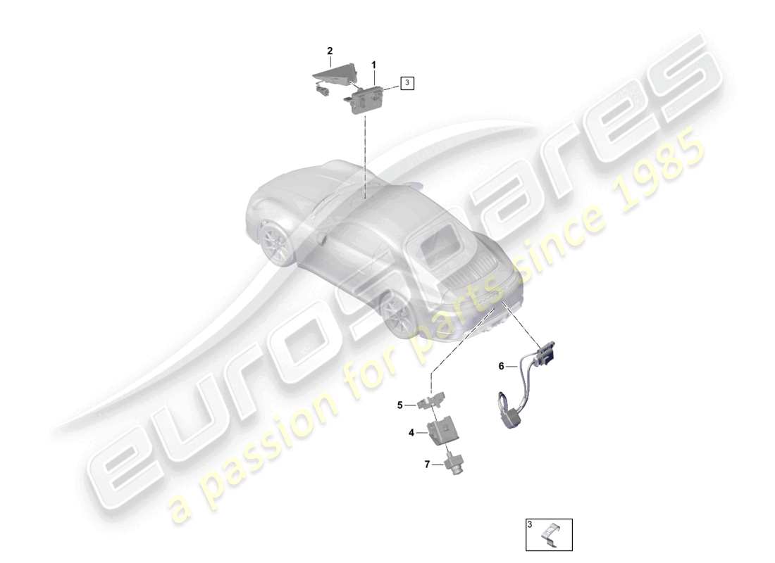 porsche 2024 (992-2) telecamera anteriore per programmi di assistenza alla guida telecamera per la retromarcia vista dall'alto reale diagramma delle parti