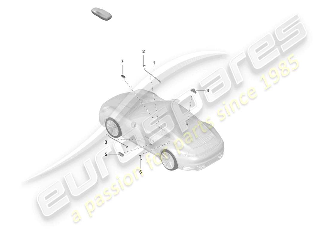 porsche 2024 (992-2) luce interna luce di avvertimento porta luce vano piedi diagramma delle parti