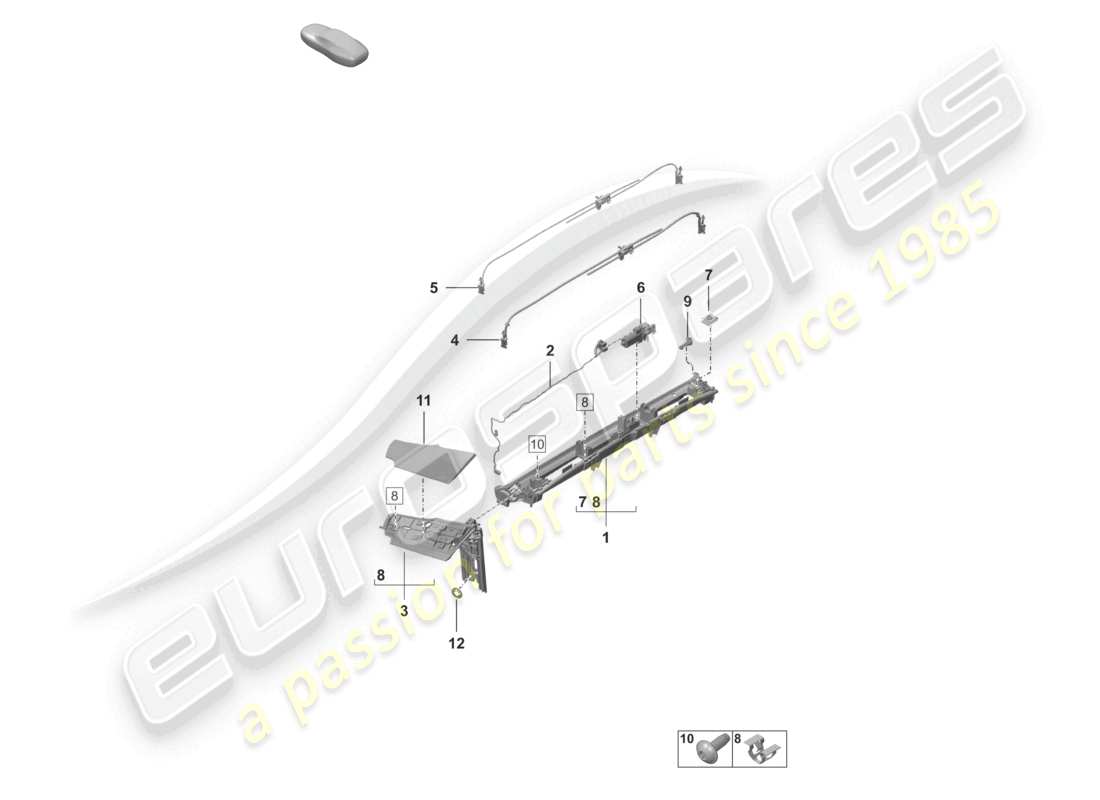 porsche 2024 (992-2) diagramma delle parti dell'attuatore lato flap