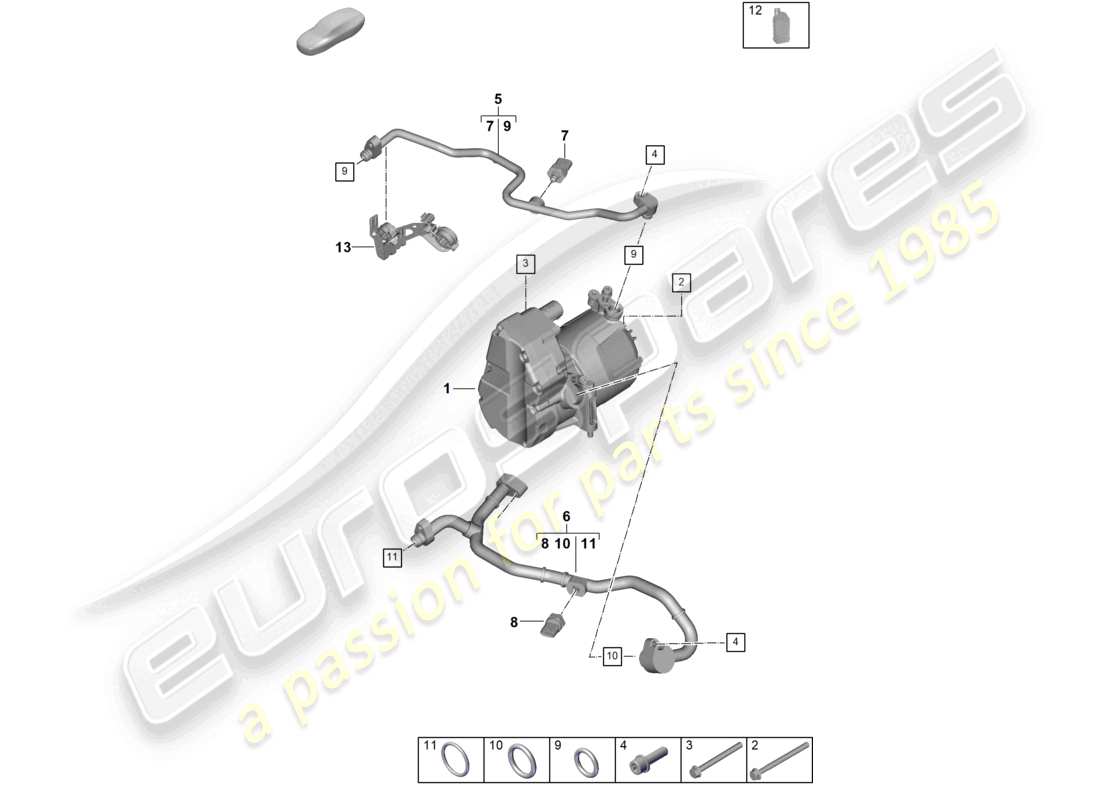 porsche 2024 (992-2) schema elettrico delle parti del compressore a/c dell'aria condizionata
