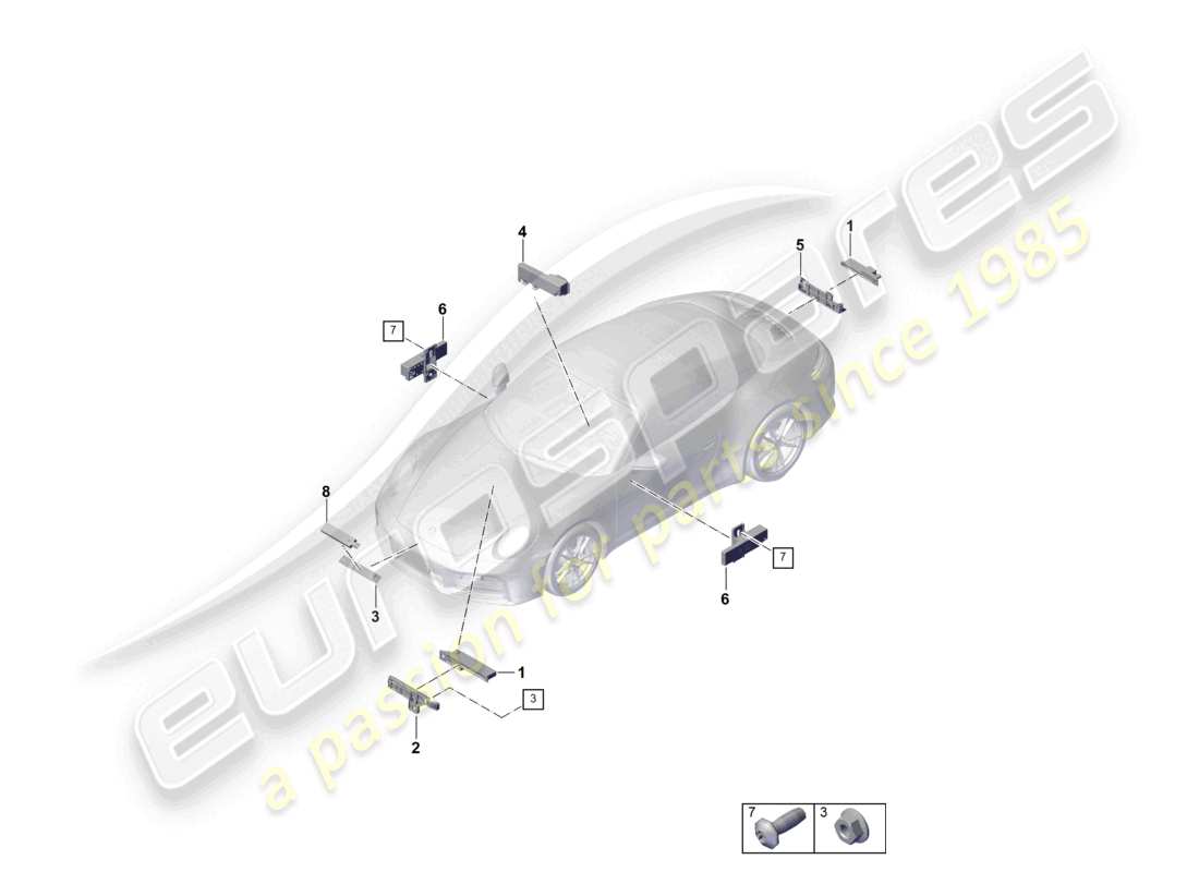 porsche 2024 (992-2) schema elettrico delle parti dell'antenna per l'autorizzazione all'accesso e all'avviamento (kessy)