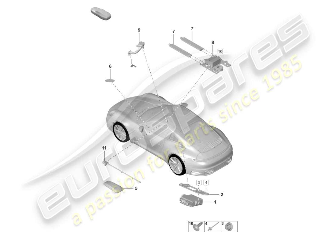 porsche 2022 (992-1) singole parti vts tracciamento veicolo driver card diagramma delle parti