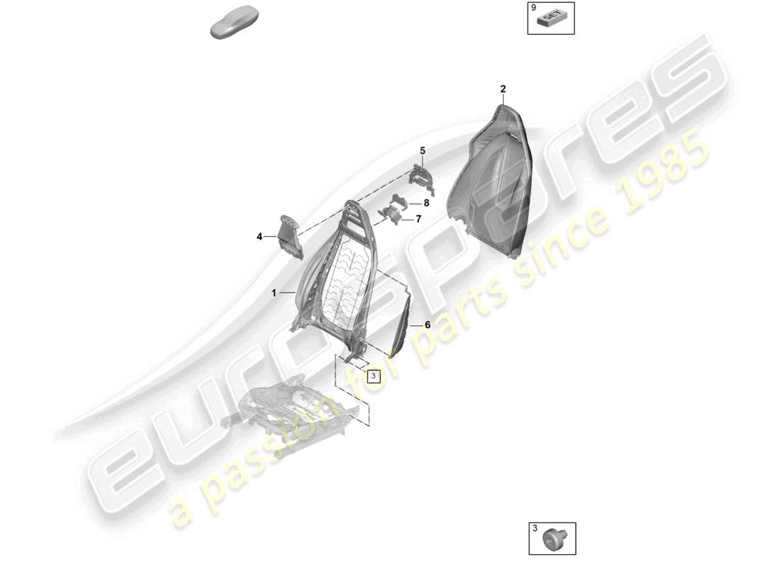 porsche 2026 (panamera 976) telaio dello schienale rivestimento dello schienale sedile standard schema delle parti