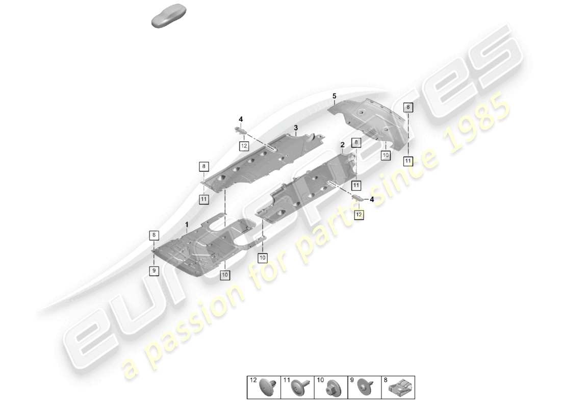 porsche 2026 (panamera 976) rivestimento sottoscocca schema delle parti