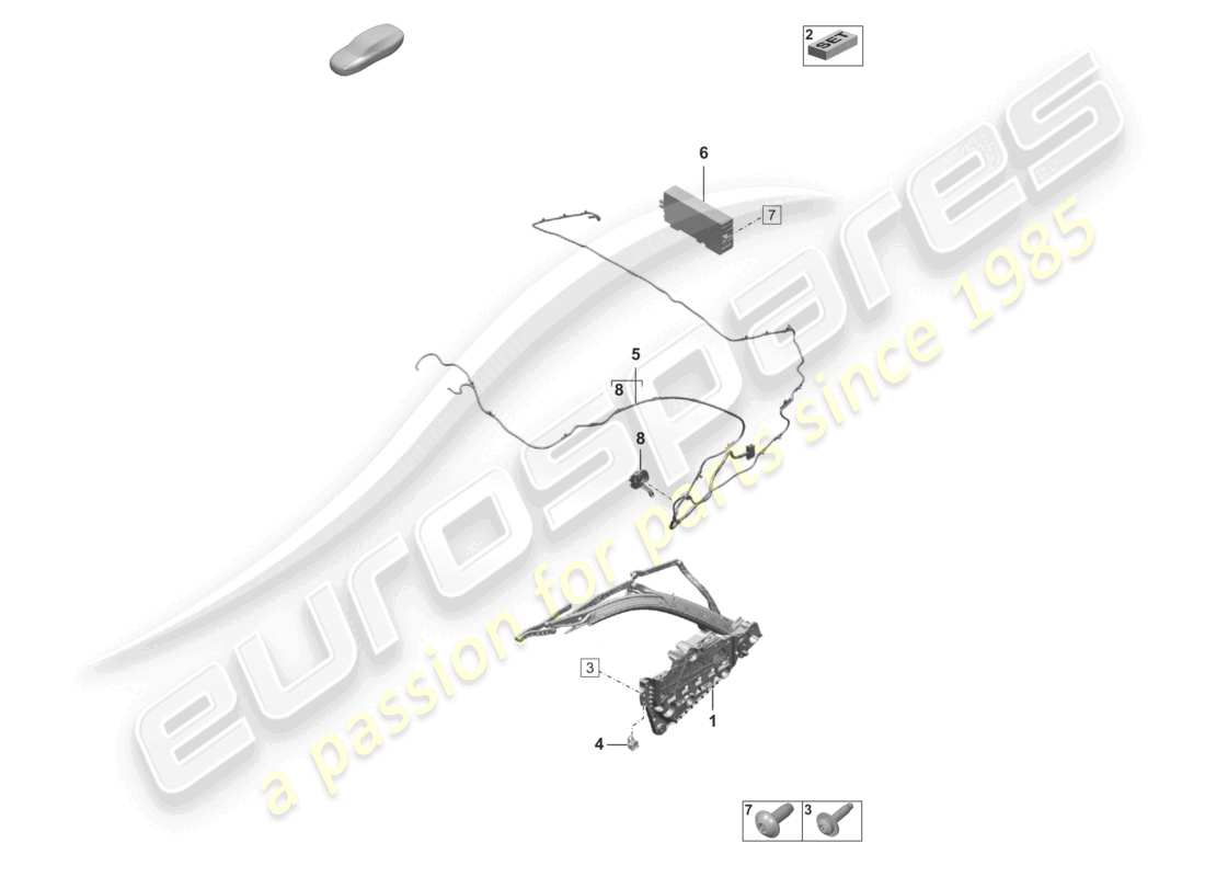 porsche 2024 (992-2) parte superiore del telaio parti singole e parti elettriche diagramma delle parti