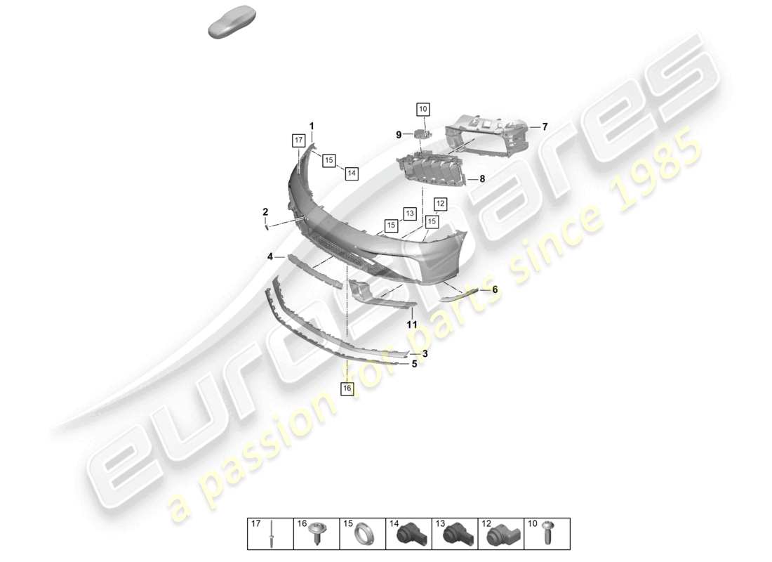 porsche 2024 (992-2) schema delle parti paraurti anteriore