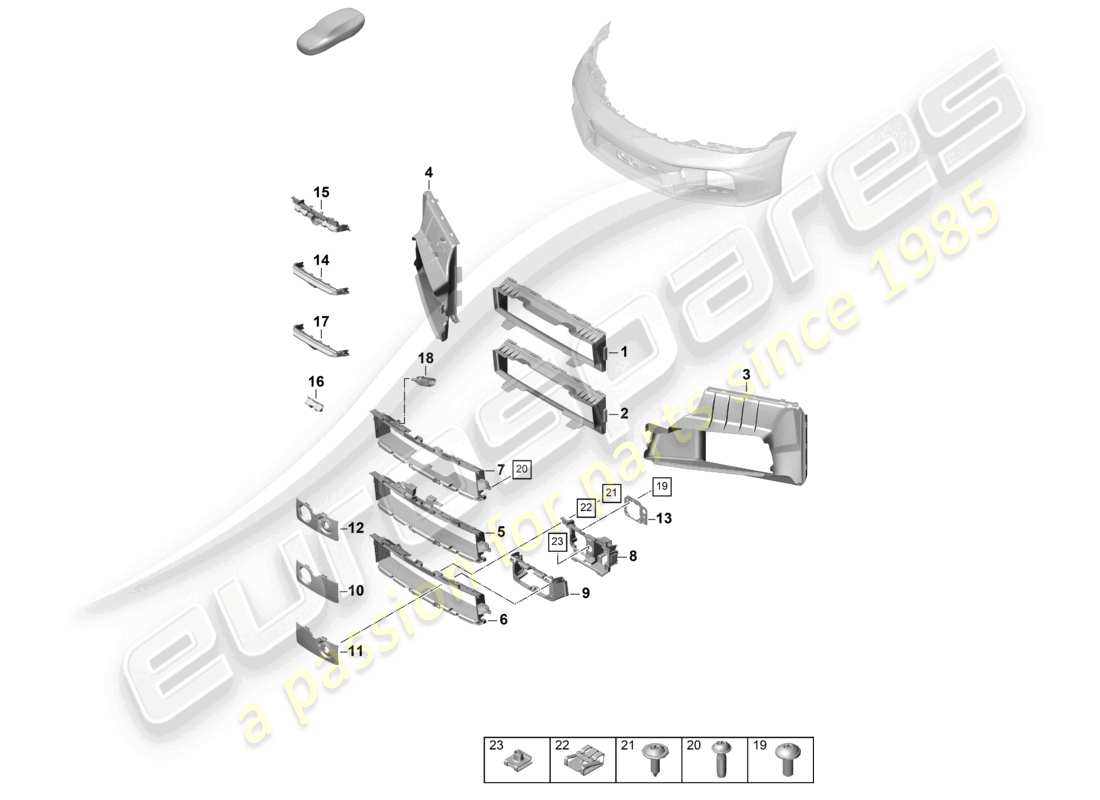porsche 2024 (992-2) paraurti anteriore guida dell'aria e singole parti diagramma delle parti
