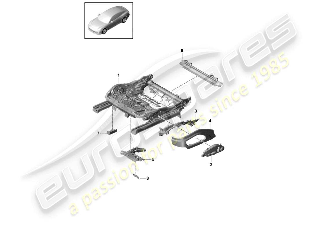 porsche 2021 (panamera 971-1) telaio del sedile sedile standard diagramma delle parti