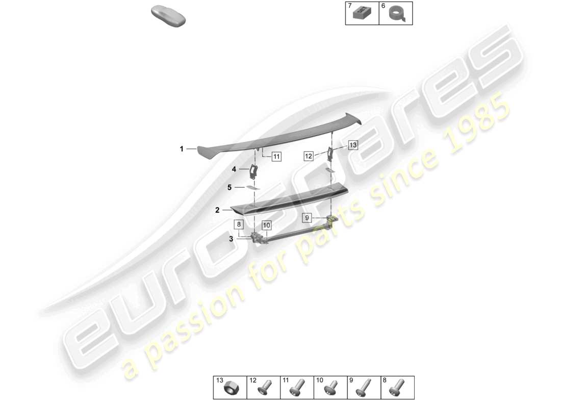 porsche 2026 (taycan 9j1-2) spoiler posteriore diagramma delle parti