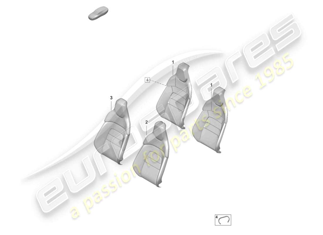 porsche 2026 (taycan 9j1-2) parte in schiuma rivestimento dello schienale sedile standard diagramma delle parti