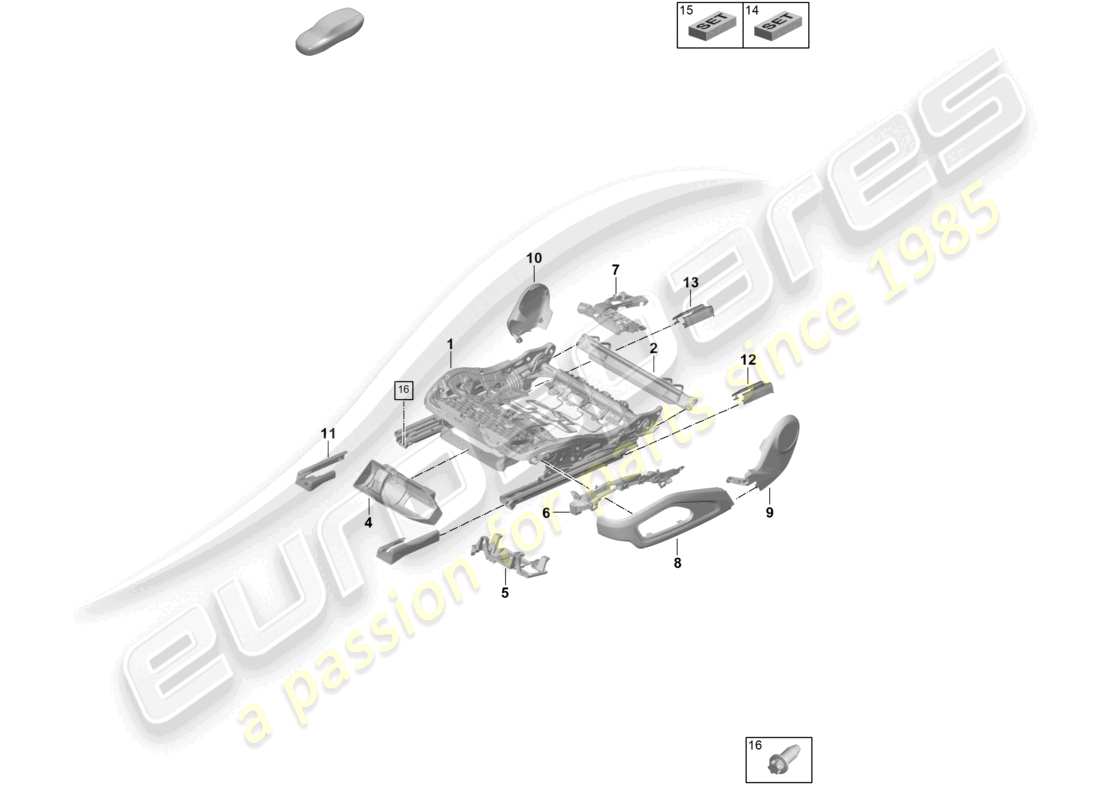 porsche 2026 (992-2 gt3) telaio del sedile accessori diagramma delle parti varie