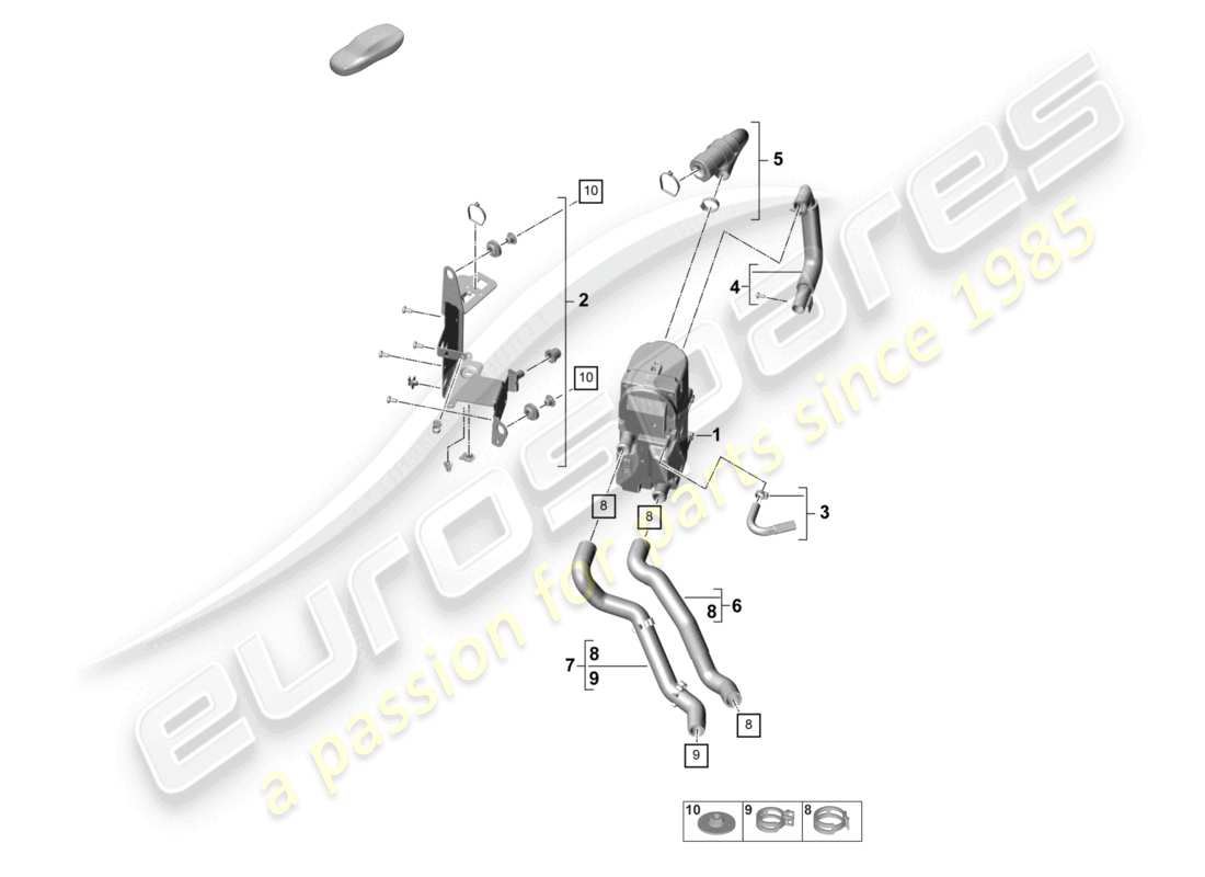 porsche 2024 (panamera 971-2) schema delle parti del riscaldatore ausiliario e degli accessori