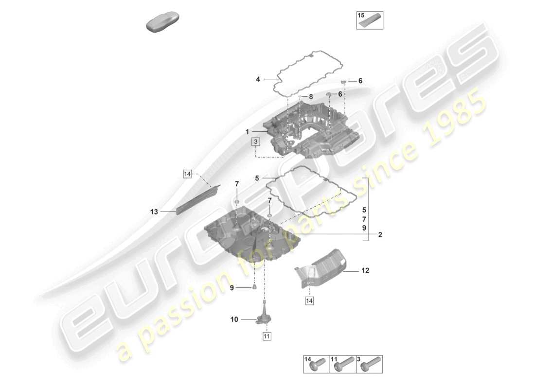 porsche 2023 (992-1 turbo / s) schema delle parti della coppa dell'olio